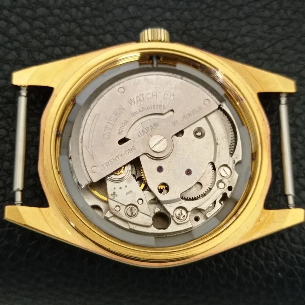 Vintage 1978 Citizen Automatic Mens Gold Watch W/daydate & Red accents
